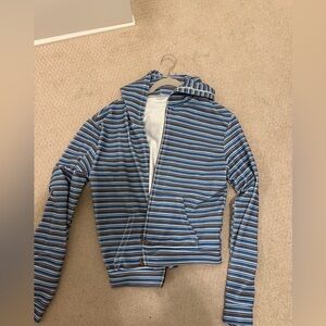 GLOWNY blue striped zip up sweater size L